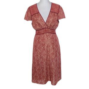 BCBGMaxAzria Red and Gold Dress with Sash SIze Small Wedding Guest Dress